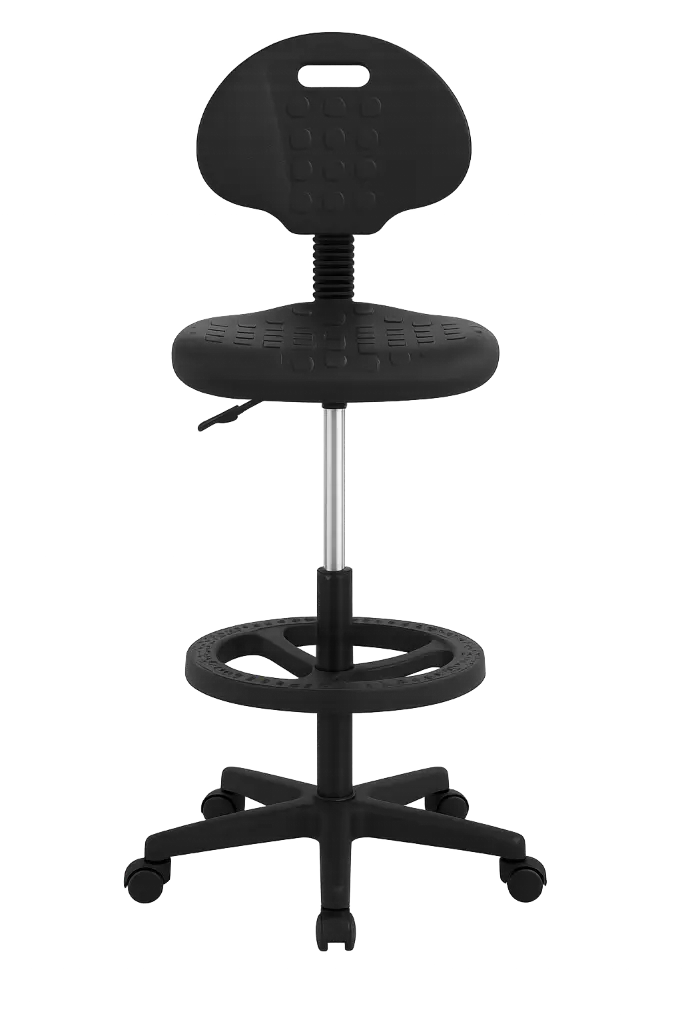 SILLA CAJERO INDUSTRIAL C/DESCANSA PIES PLASTICO