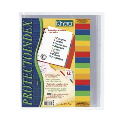 [MY0030] Separador Protector con Índice Kinera 3912 Carta 12pzs