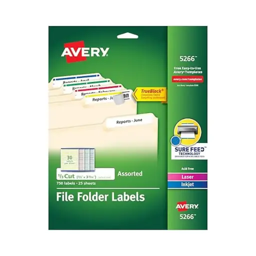 [MY0044] Etiquetas 1.69x8.73 Avery 5266 750 etiquetas 25 hojas