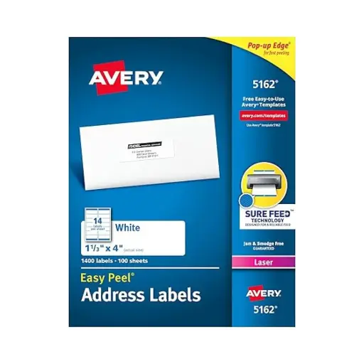 [MY0045] Etiquetas 3.4x10.2 Avery 5162 1400 etiquetas 25 hojas