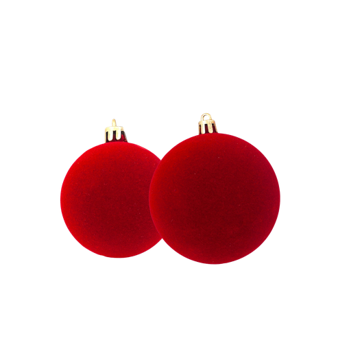 Esfera de navidad terciopelo en tubo con 12 pza #4 de 60mm rojo